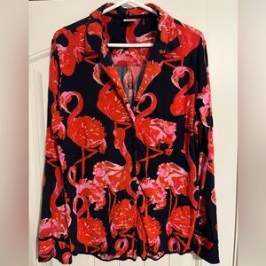 Soma cool nights notch collar flamingo pajama top